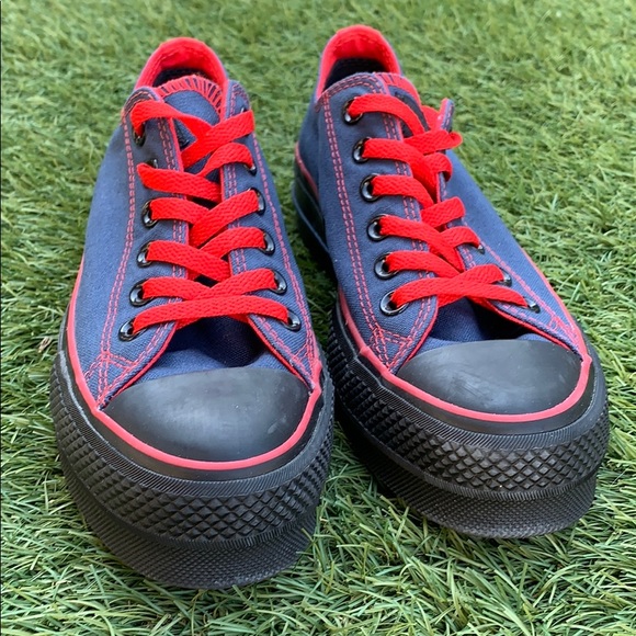 red converse platform sneakers